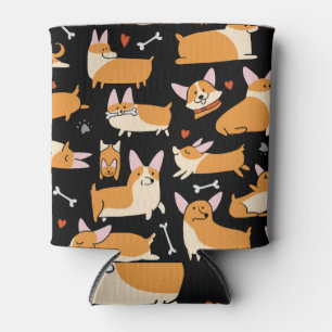 Corgi Hunde, Niedlicher nahtloser Hintergrund. Dosenkühler