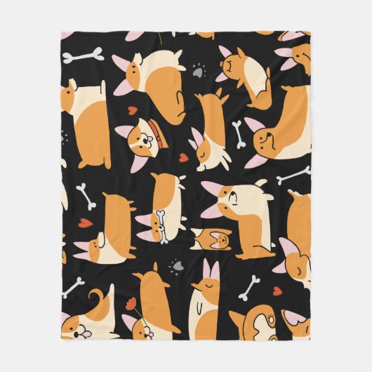 Corgi Hunde, Niedlicher nahtloser Hintergrund. Fleecedecke (Vorderseite)