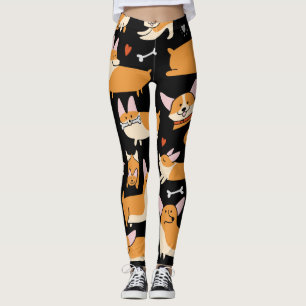 Corgi Hunde, Niedlicher nahtloser Hintergrund. Leggings