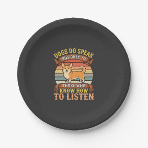 Corgi-Hunde sprechen Vintage-Zitat Pappteller