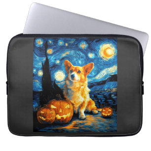 Corgi-Hundefans Malerei von van gogh Sternennacht Laptopschutzhülle