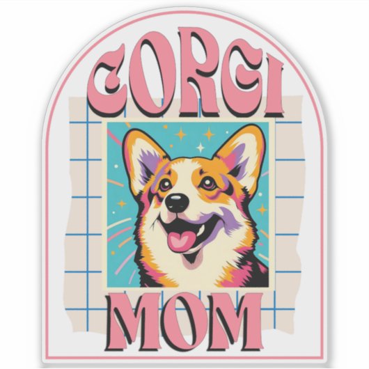Corgi-Hundefrau Pop-Art Aufkleber (Vorderseite)