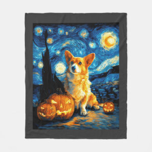 Corgi-Hundefreunde Malerei von van gogh Sternennac Fleecedecke