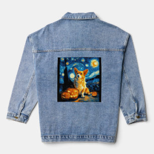 Corgi-Hundefreunde Malerei von van gogh Sternennac Jeansjacke