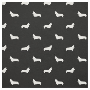 Corgi-Hundegewebe Schwarzweiss-Corgi-Silhouette Stoff