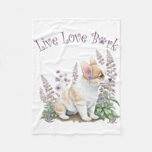 Corgi-Hundemama-Blumen Fleecedecke (Vorderseite)