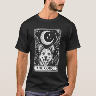 Corgi-Hundemutter-Tarotkarte Vintage-Halbmond T-Shirt