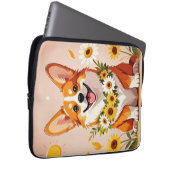 Corgi Hundenkrone mit Sonnenblumen Wanddekor Laptopschutzhülle (Vorne Rechts)