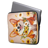 Corgi Hundenkrone mit Sonnenblumen Wanddekor Laptopschutzhülle (Vorderseite Links)
