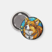Corgi-Hundeporträt Magnet (Vorderseite/Rückseite)