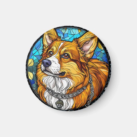 Corgi-Hundeporträt Magnet (Vorne)