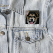 Corgi-Hundequadrat-Button Button (Beispiel)
