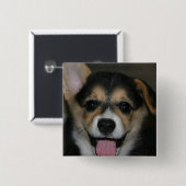 Corgi-Hundequadrat-Button Button (Vorne & Hinten)