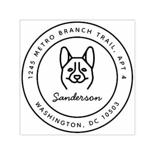 Corgi-HundeRücksendeadresse-Briefmarke Selbst-Mit Permastempel