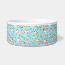 Corgi-Hundeschüssel Floral Frühling Kawaii Haustie
