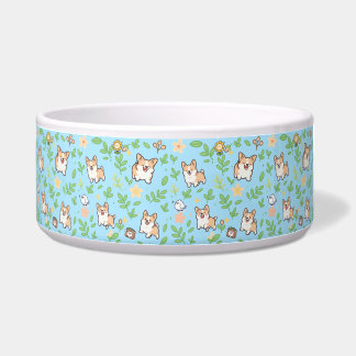 Corgi-Hundeschüssel Floral Frühling Kawaii Haustie Napf
