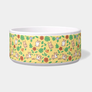Corgi-Hundeschüssel Sommer Floral Kawaii Haustierg Napf