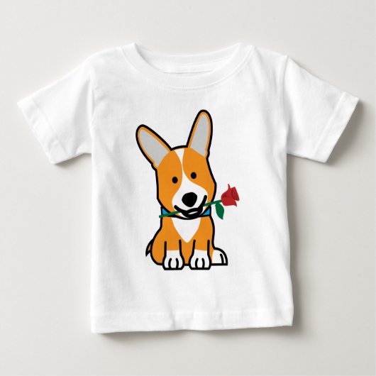 Corgi Hundewelpe Pembroke Welsh Valentine Rose Baby T-shirt (Vorderseite)