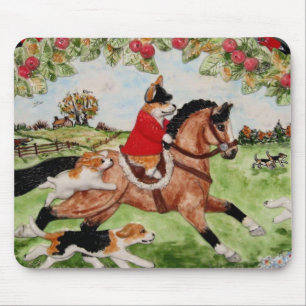 Corgi Huntsman fährt zu Hunden Mousepad