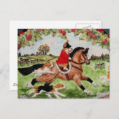 Corgi Huntsman fährt zu Hunden Postkarte (Vorne/Hinten)