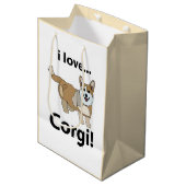 Corgi I Liebe Corgi Mittlere Geschenktüte (Vorderseite Schrägansicht)