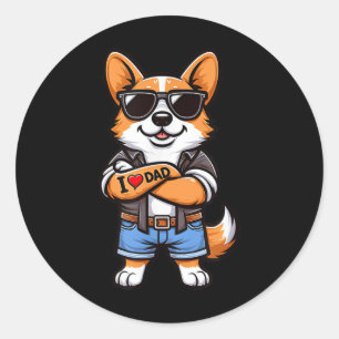 Corgi I Liebe Vater Funny Dog Tattoo Runder Aufkleber