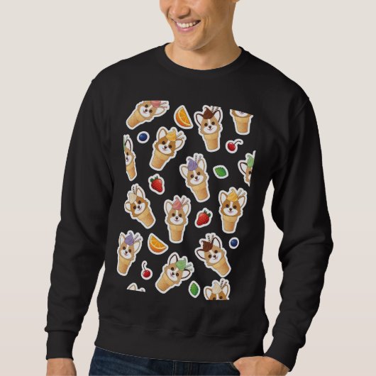 Corgi Ice Cream Cone Pattern Sweatshirt (Vorderseite)