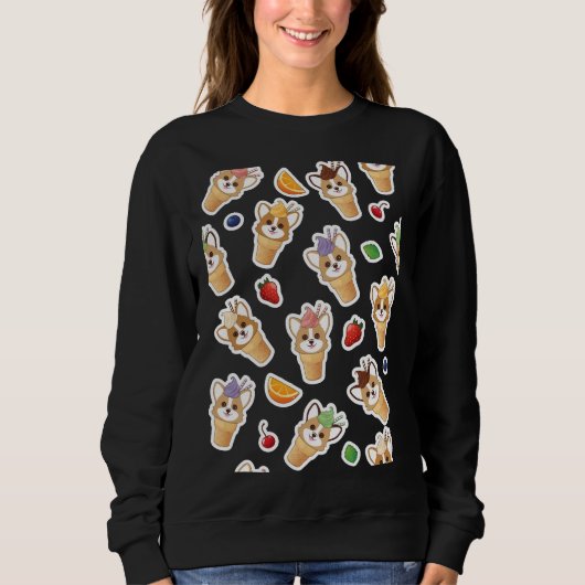 Corgi Ice Cream Cone Pattern Sweatshirt (Vorderseite)