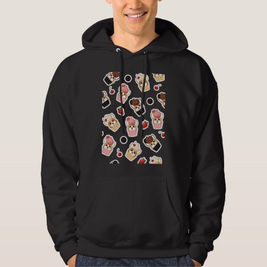 Corgi Ice Cupcake Muster Hoodie (Vorderseite)