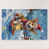 Corgi Ice Slider Christmas Lantern Hat Puzzle (Horizontal)