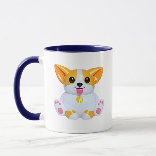 Corgi-Illustration Cute Glänzende Orange Tasse (Links)