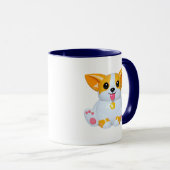 Corgi-Illustration Cute Glänzende Orange Tasse (VorderseiteRechts)