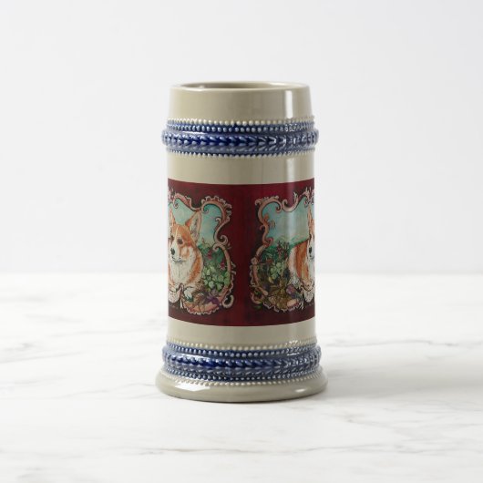 Corgi im Garten! Bierglas (Mittel)