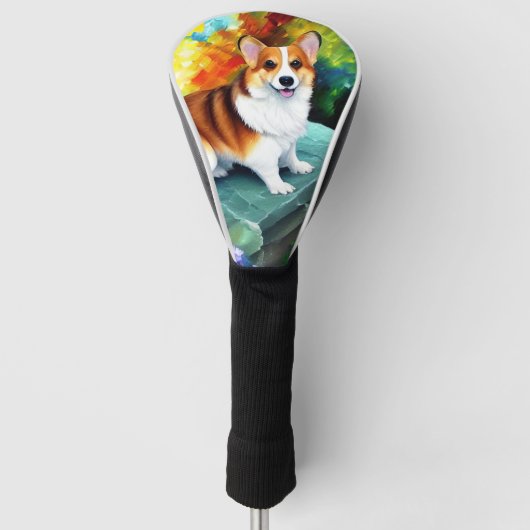 Corgi im Garten Golf Head Cover Headcover (Vorderseite)