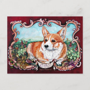 Corgi im Garten! Postkarte