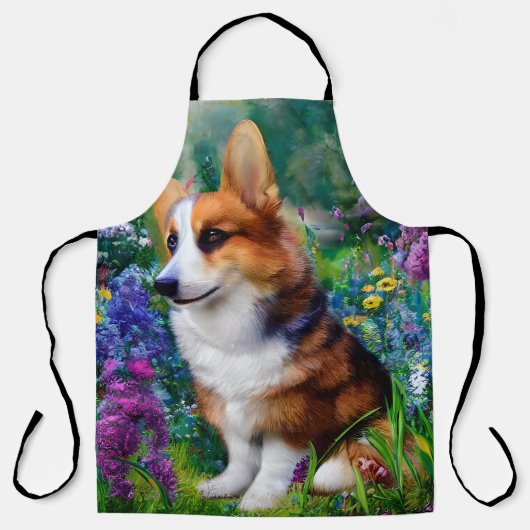 Corgi im Garten Schürze (Vorderseite)