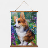 Corgi im Garten Wandteppich Mit Holzrahmen (Vorderseite)