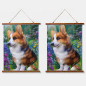 Corgi im Garten Wandteppich Mit Holzrahmen (Doppelt)