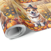 Corgi im Herbst hinterlässt Erntedank Kunst Geschenkpapier (Rolleneckpunkt)