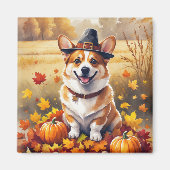 Corgi im Herbst hinterlässt Erntedank Kunst Magnet (Vorne)