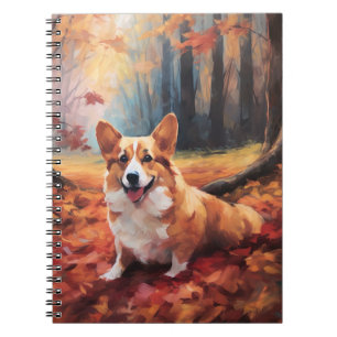 Corgi im Herbst inspiriert durch fallende Blätter Notizblock