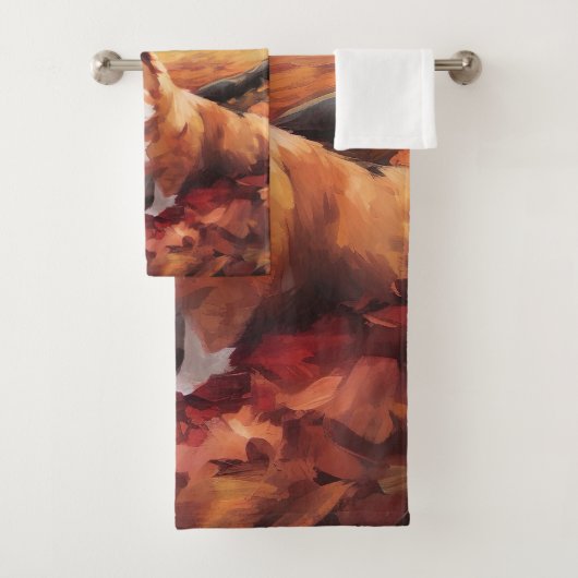 Corgi im Herbst Leaves Fall Inspiriert Badhandtuch Set (Insitu)