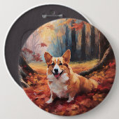 Corgi im Herbst Leaves Fall Inspiriert Button (Vorne & Hinten)