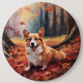 Corgi im Herbst Leaves Fall Inspiriert Button (Vorderseite)