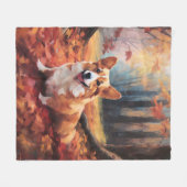 Corgi im Herbst Leaves Fall Inspiriert Fleecedecke (Vorderseite (Horizontal))
