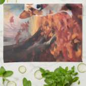 Corgi im Herbst Leaves Fall Inspiriert Geschirrtuch (Gefaltet)