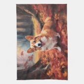 Corgi im Herbst Leaves Fall Inspiriert Geschirrtuch (Vertikal)