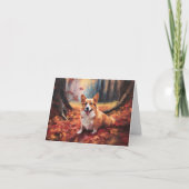 Corgi im Herbst Leaves Fall Inspiriert Karte (Vorderseite)