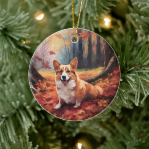 Corgi im Herbst Leaves Fall Inspiriert Keramik Ornament