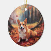 Corgi im Herbst Leaves Fall Inspiriert Keramik Ornament (Links)
